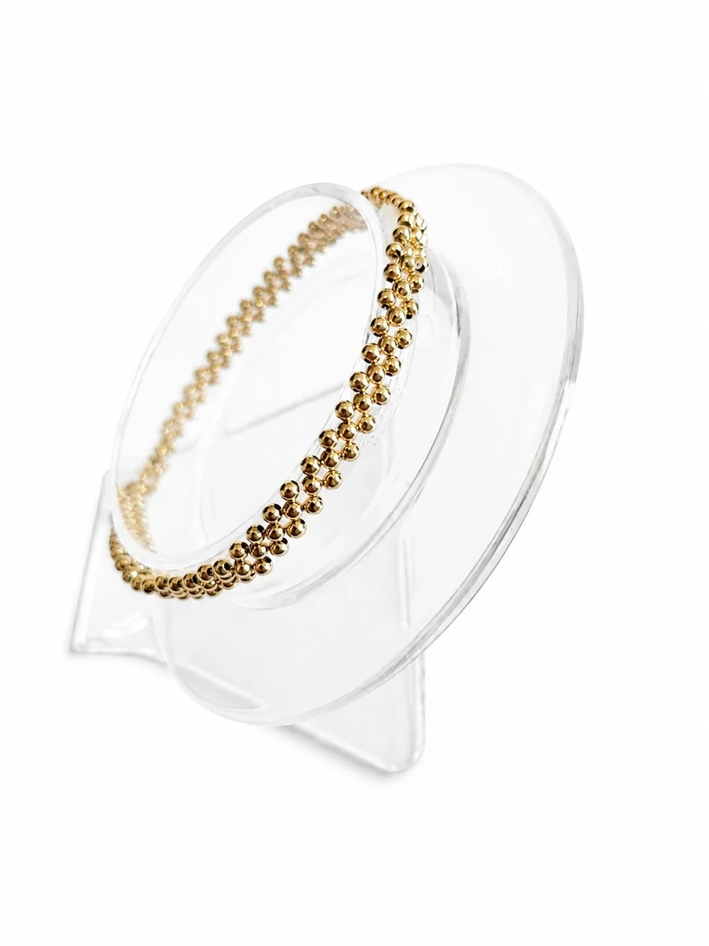 10k Gold Beaded Needlepoint Bracelet